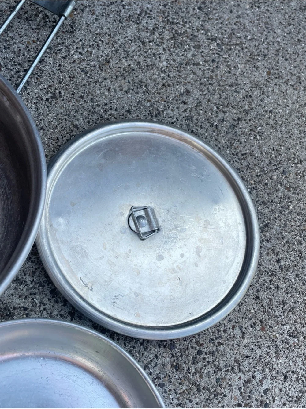 Vintage Bulldog Brand Camping Cooking Pots Aluminum Tins Pans Outdoor